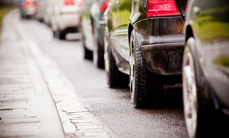 Trancón vehicular en la ciudad